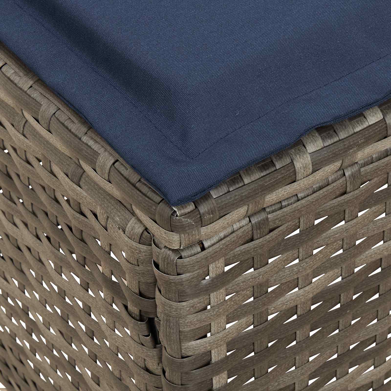 Vrtni otoman 2 Komad Siva i tamnoplava 38 x 38 x 45 cm PE ratan