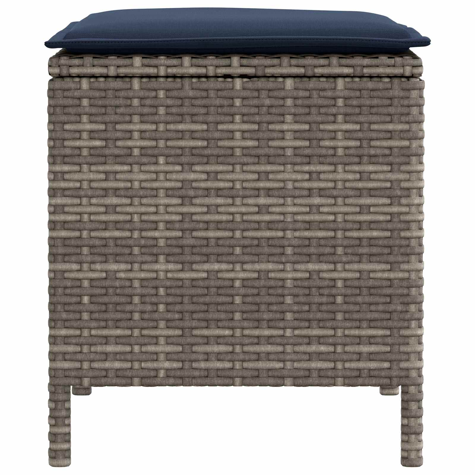 Vrtni otoman 2 Komad Siva i tamnoplava 38 x 38 x 45 cm PE ratan