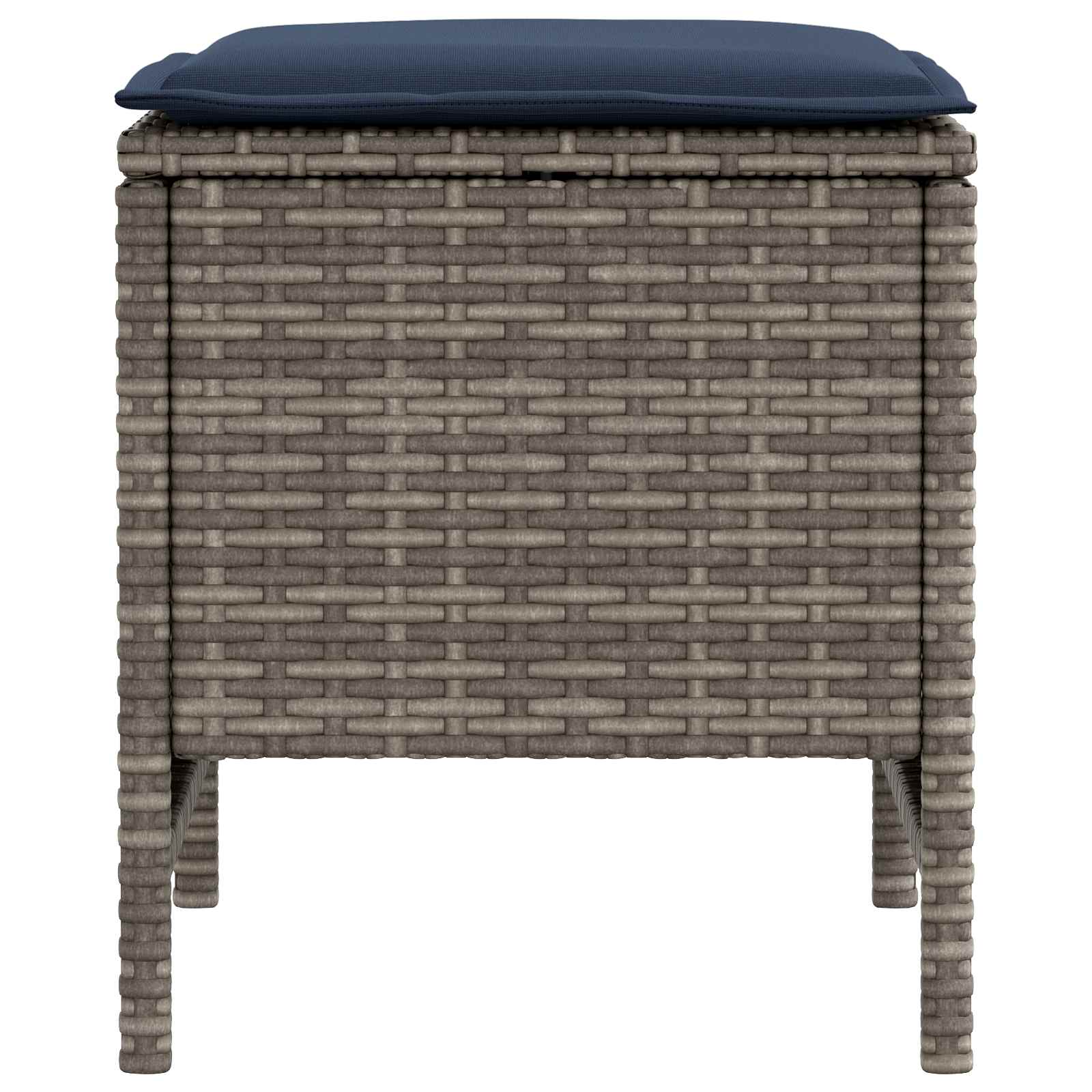 Vrtni otoman 2 Komad Siva i tamnoplava 38 x 38 x 45 cm PE ratan