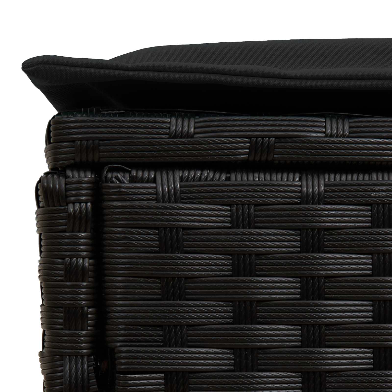 Vrtni otoman s jastukom Crna 80 x 38 x 45 cm PE ratan