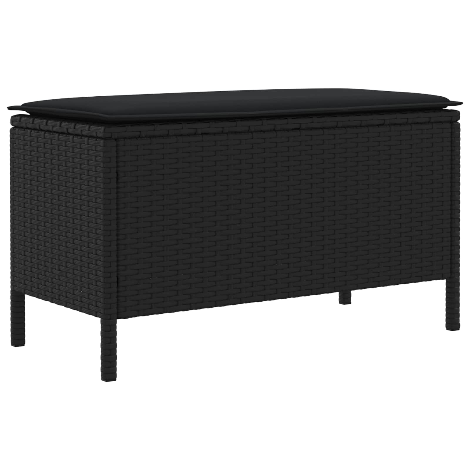 Vrtni otoman s jastukom Crna 80 x 38 x 45 cm PE ratan