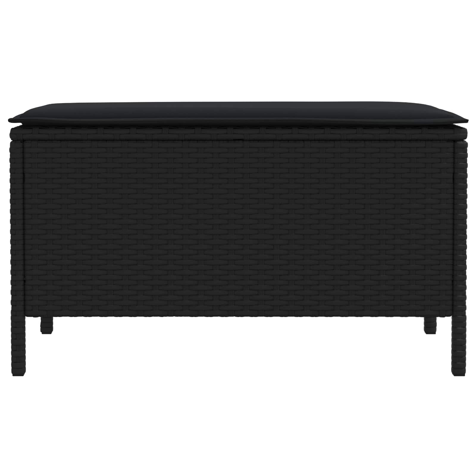 Vrtni otoman s jastukom Crna 80 x 38 x 45 cm PE ratan