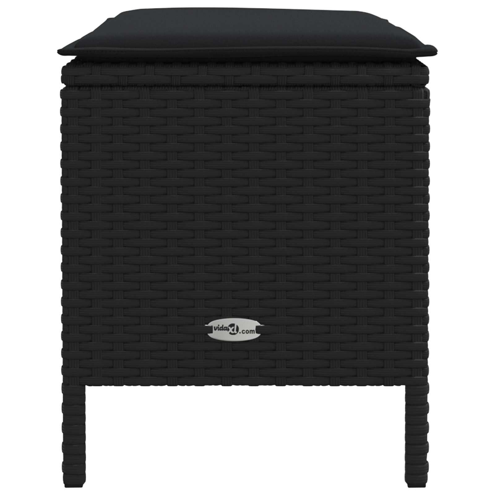 Vrtni otoman s jastukom Crna 80 x 38 x 45 cm PE ratan