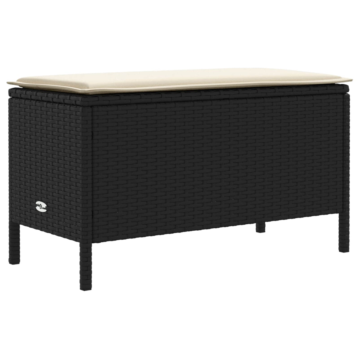 Vrtni otoman s jastukom Crna i Krema 80 x 38 x 45 cm PE ratan