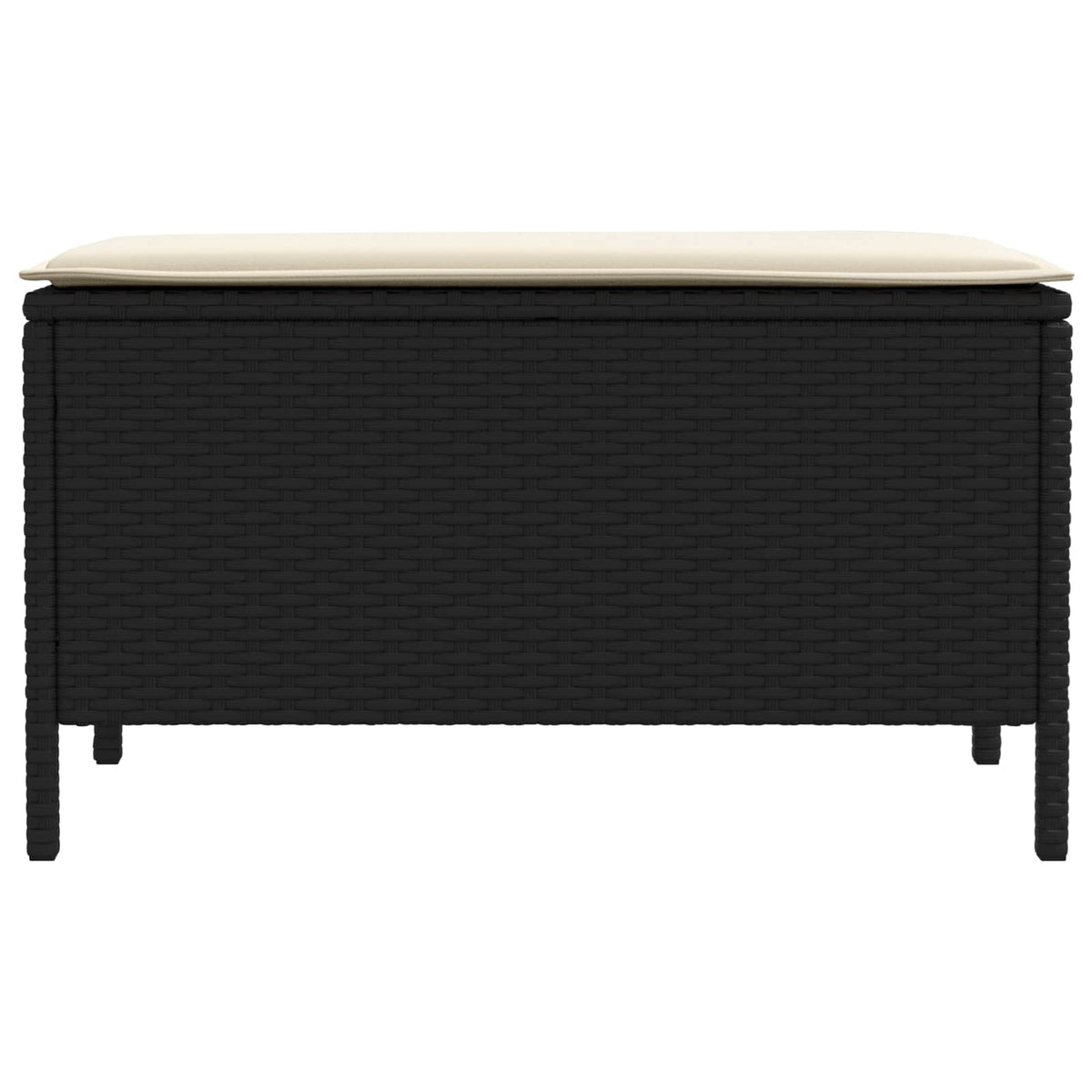 Vrtni otoman s jastukom Crna i Krema 80 x 38 x 45 cm PE ratan