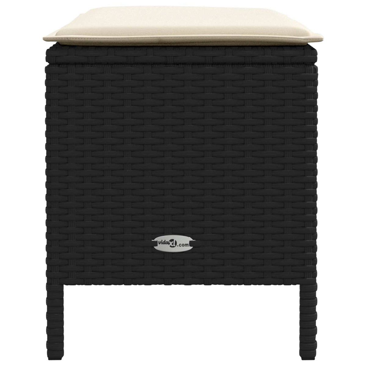 Vrtni otoman s jastukom Crna i Krema 80 x 38 x 45 cm PE ratan