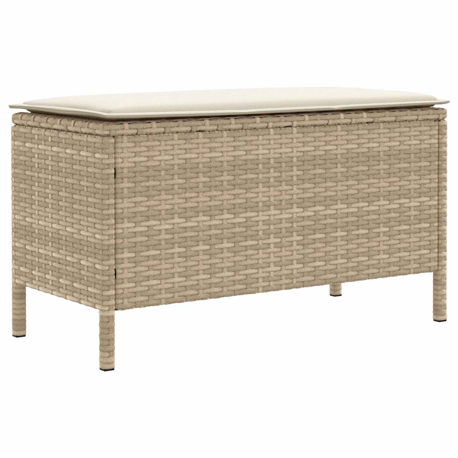 Vrtni otoman s jastukom Bež i krema 80 x 38 x 42 cm PE ratan