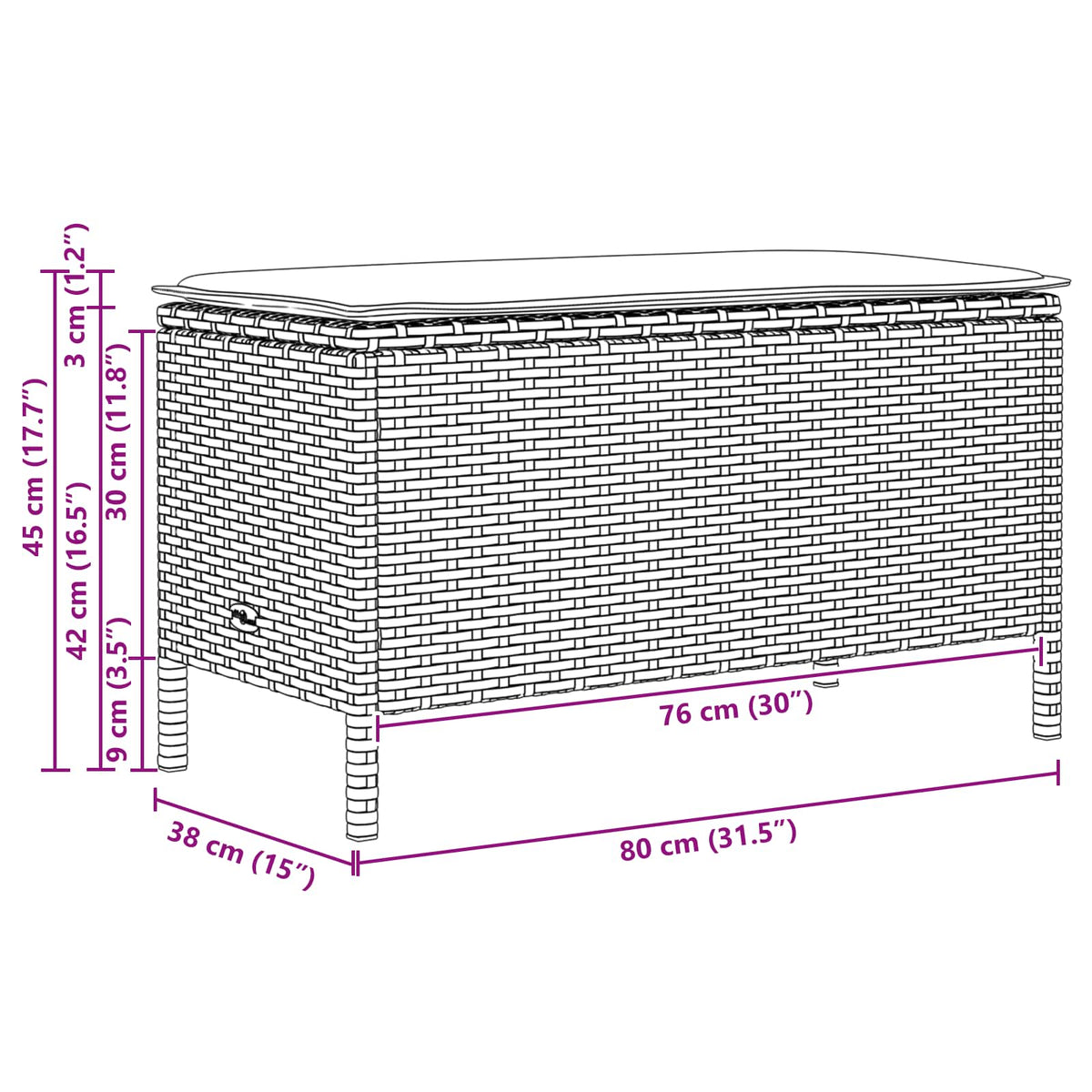 Vrtni otoman s jastukom Bež i krema 80 x 38 x 42 cm PE ratan