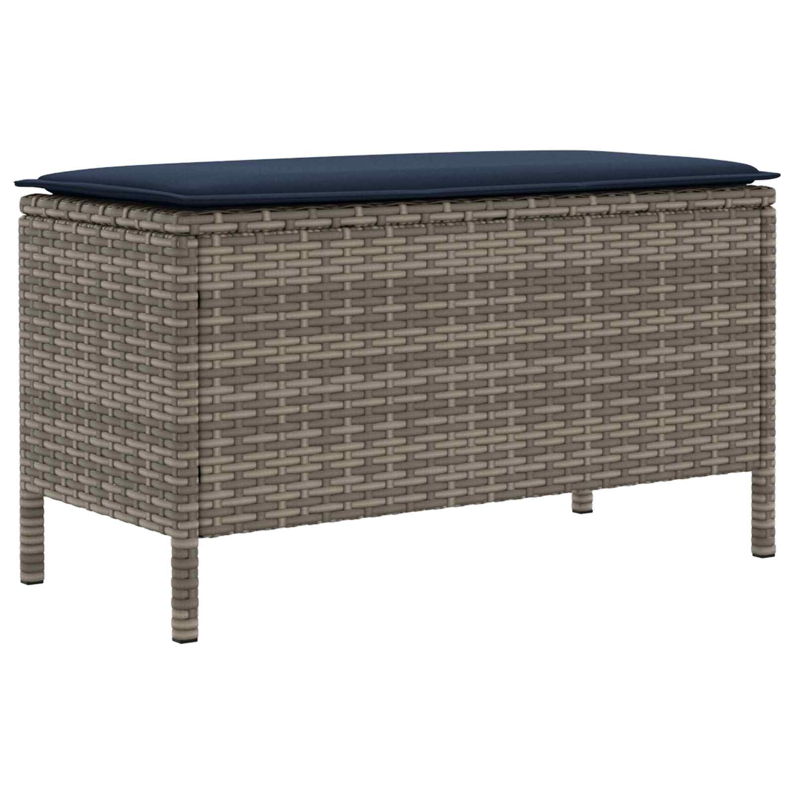Vrtni otoman Siva i tamnoplava 80 x 38 x 42 cm PE ratan