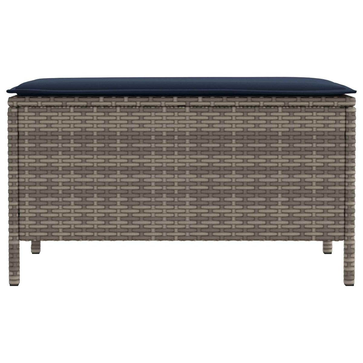 Vrtni otoman Siva i tamnoplava 80 x 38 x 42 cm PE ratan