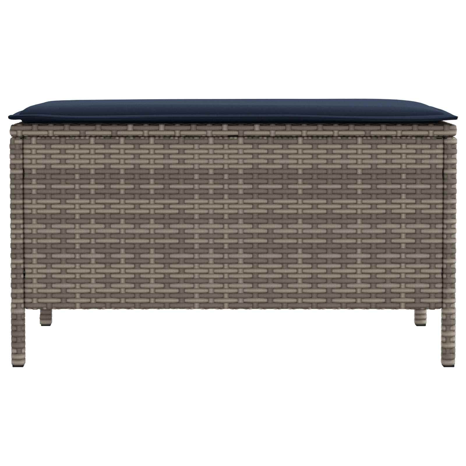Vrtni otoman Siva i tamnoplava 80 x 38 x 42 cm PE ratan