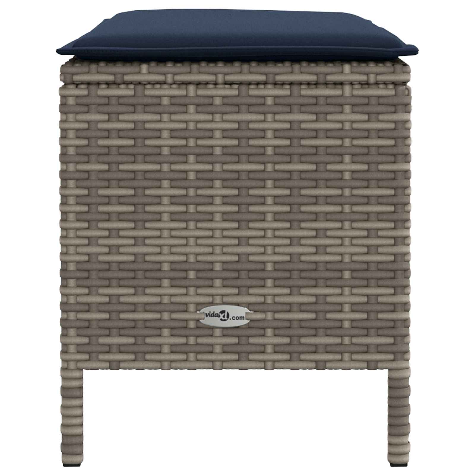 Vrtni otoman Siva i tamnoplava 80 x 38 x 42 cm PE ratan