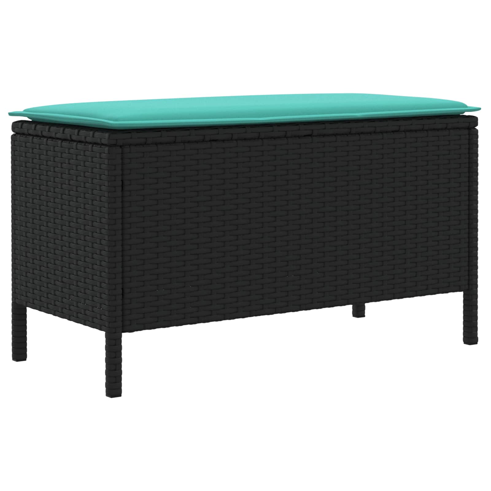 Vrtni otoman Crna i Tirkizna 80 x 38 x 42 cm PE ratan