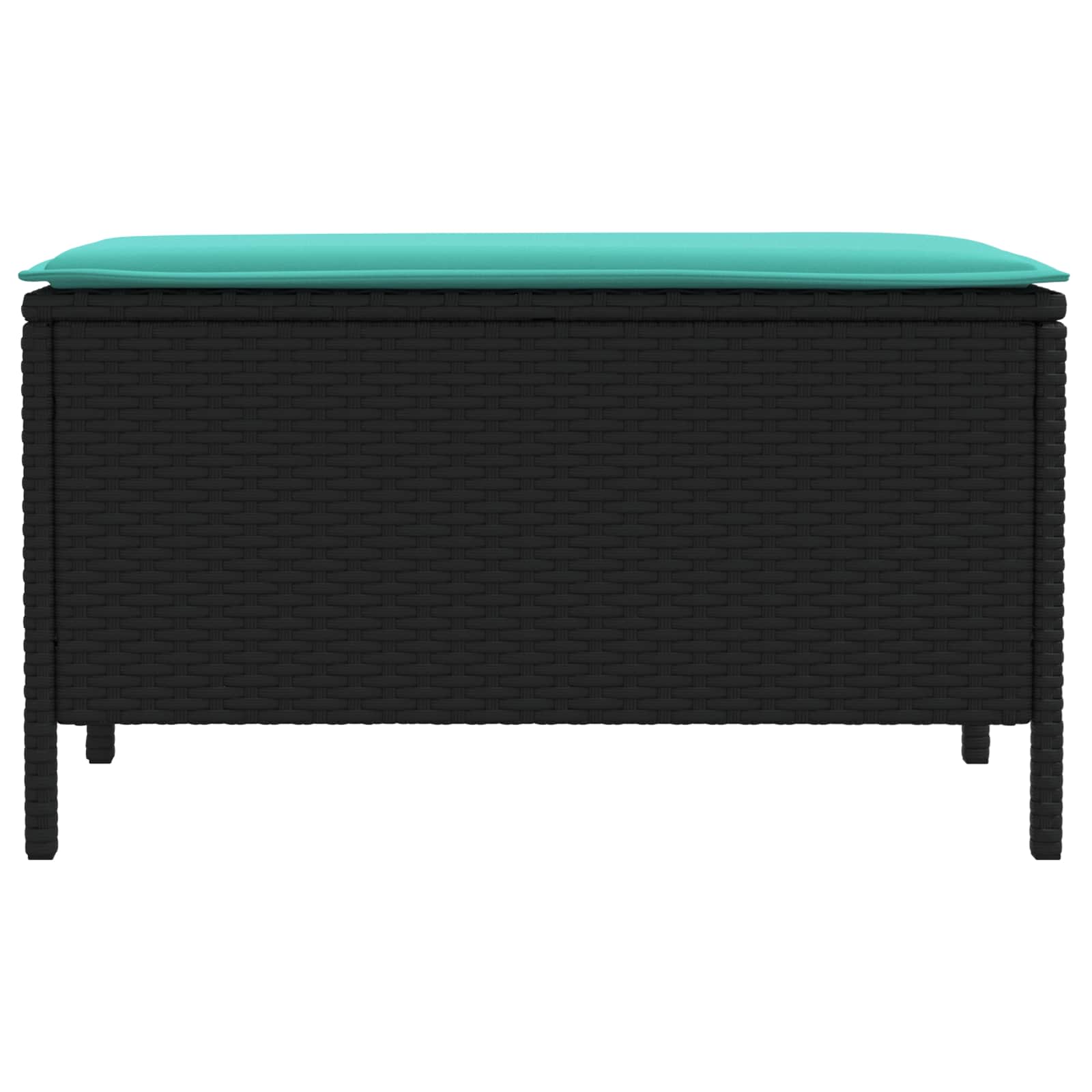 Vrtni otoman Crna i Tirkizna 80 x 38 x 42 cm PE ratan