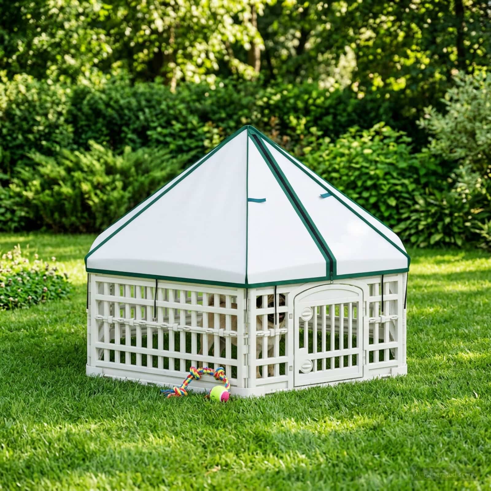 Ograda za Pse s 6 Panoa Bijela 122 x 106 x 79 cm Plastika