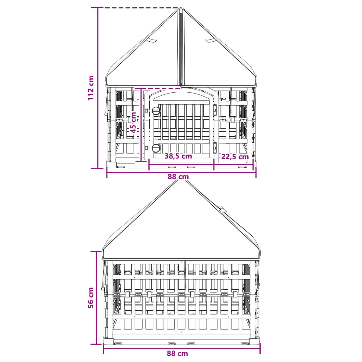 4-panelni ogradni igralište za pse s krovom 88 x 58 cm Plastika