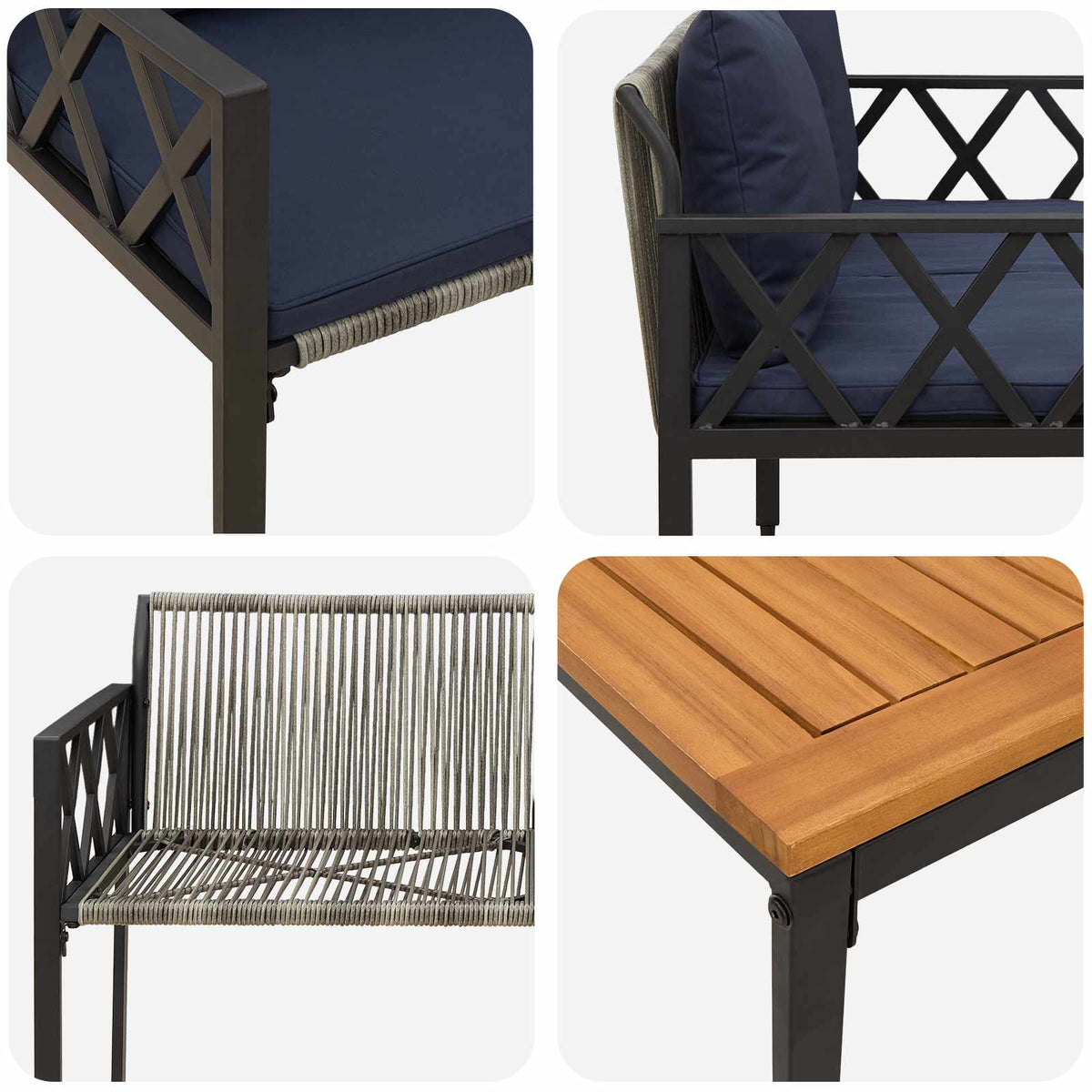 Set vanjskog namještaja 4 pcs Siva i tamnoplava poliratan