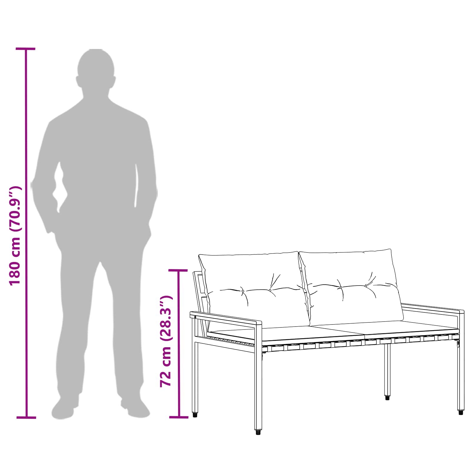 Vanjska klupa 2 -Seater 116 x 67,5 x 72 cm poliratan