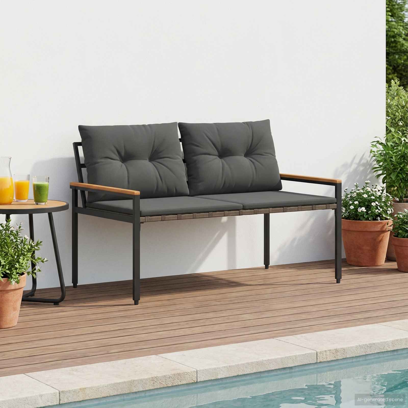 Vanjska klupa 2 -Seater 116 x 67,5 x 72 cm poliratan Tamnosiva