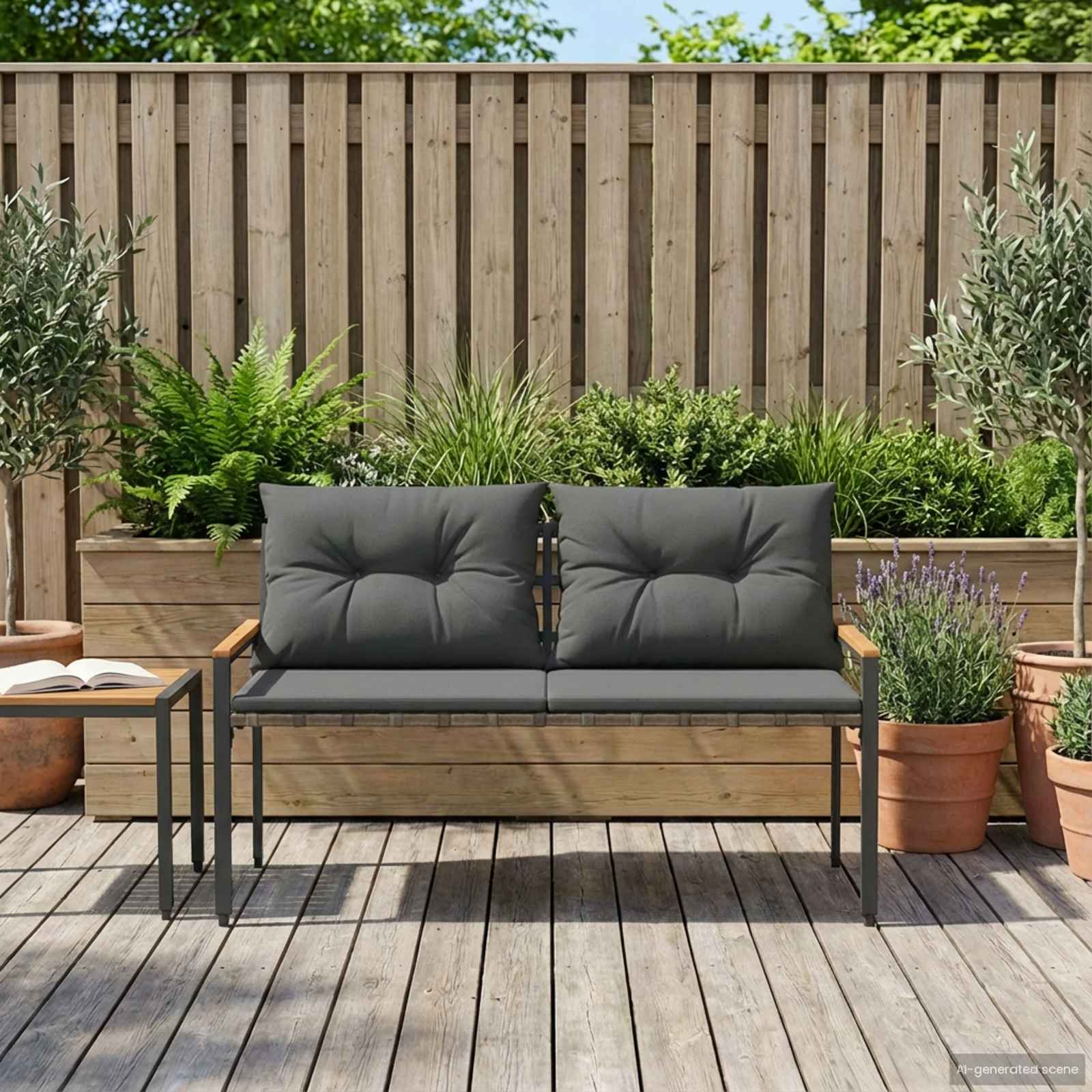 Vanjska klupa 2 -Seater 116 x 67,5 x 72 cm poliratan Tamnosiva
