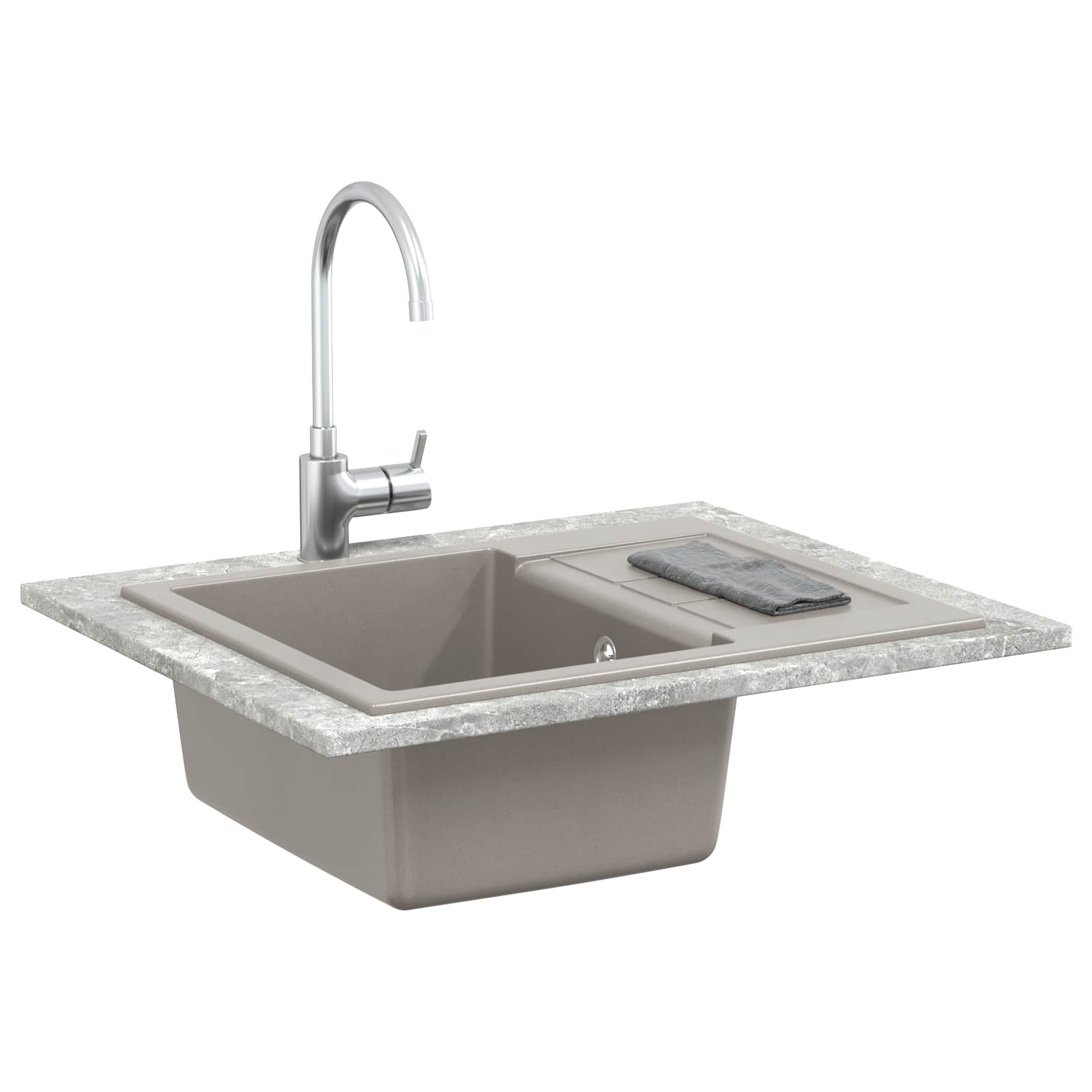 Umivaonik Siva 620 x 500 mm 80% kvarc i 20% smola