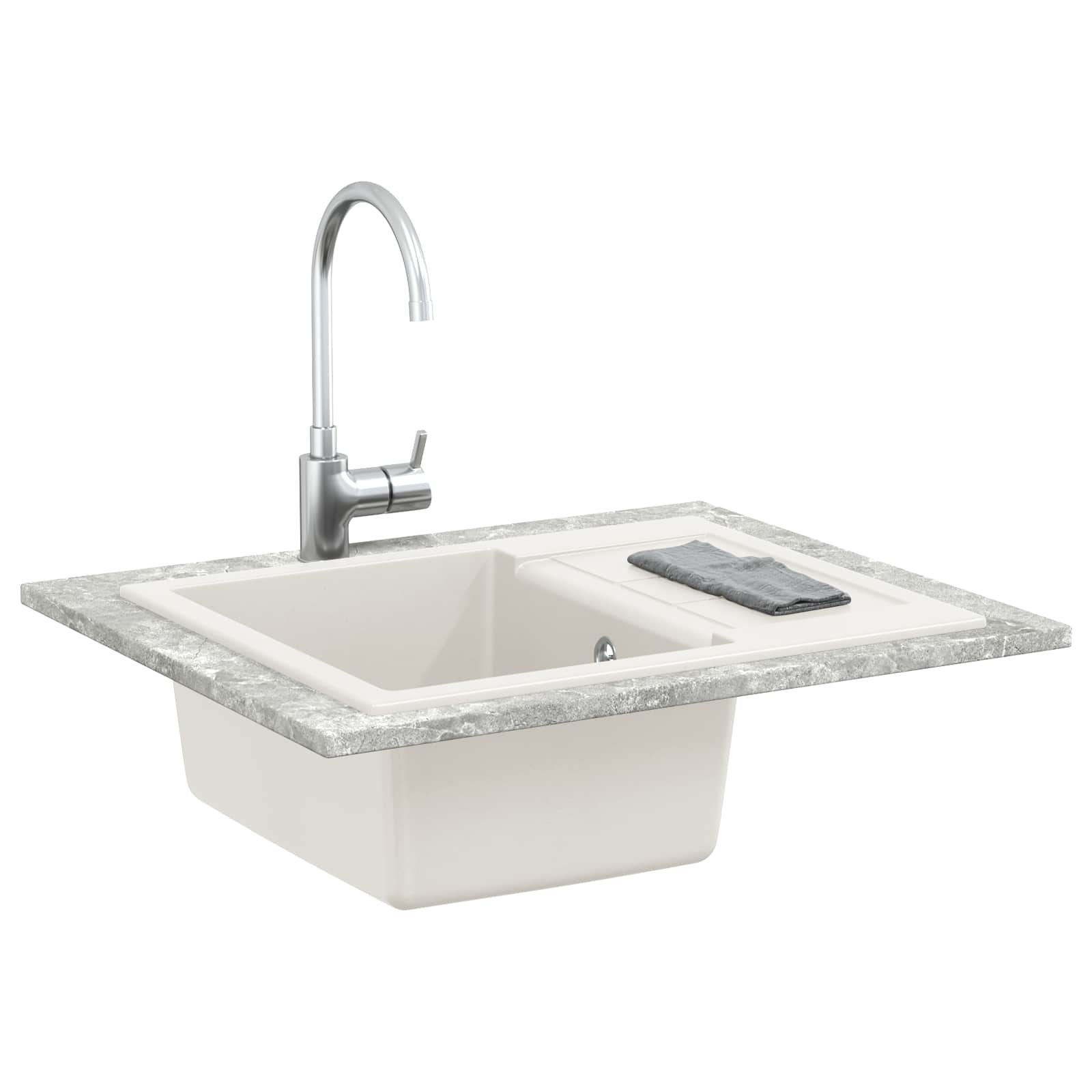 Umivaonik Bijelo 620 x 500 mm 80% kvarc i 20% smola