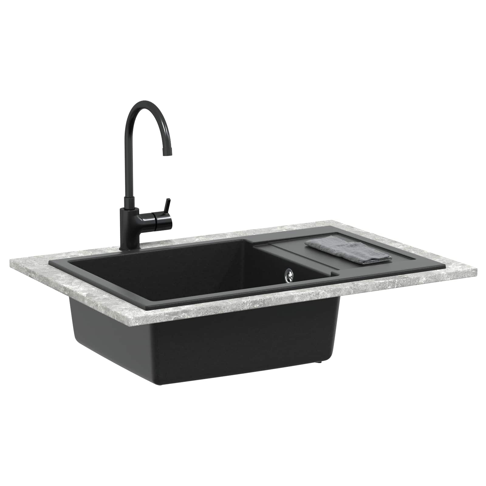 Umivaonik Crna 780 x 500 mm 80% kvarc i 20% smola