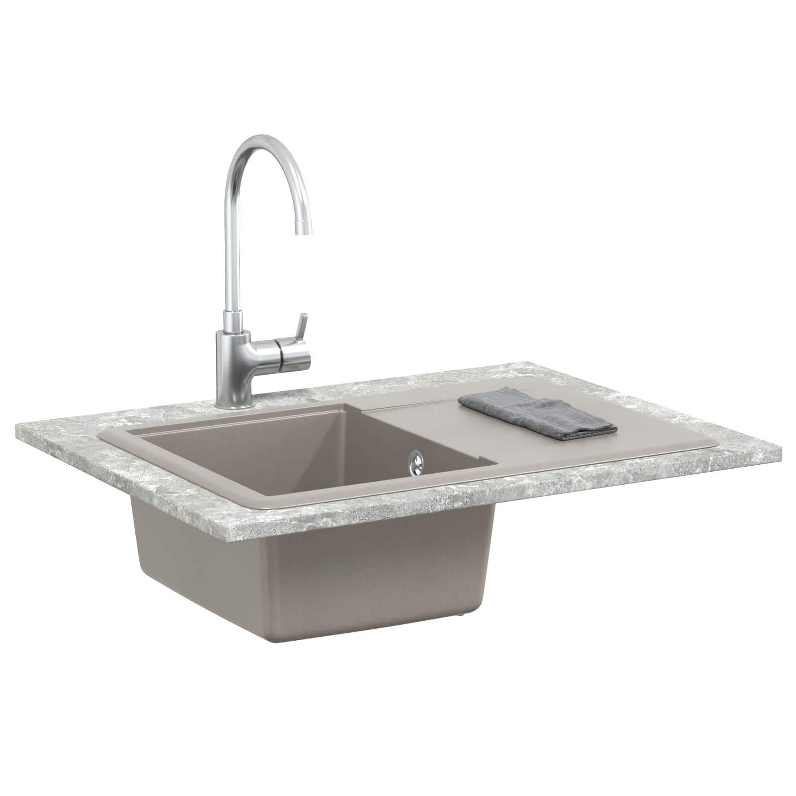 Umivaonik Siva 670 x 460 mm 80% kvarc i 20% smola