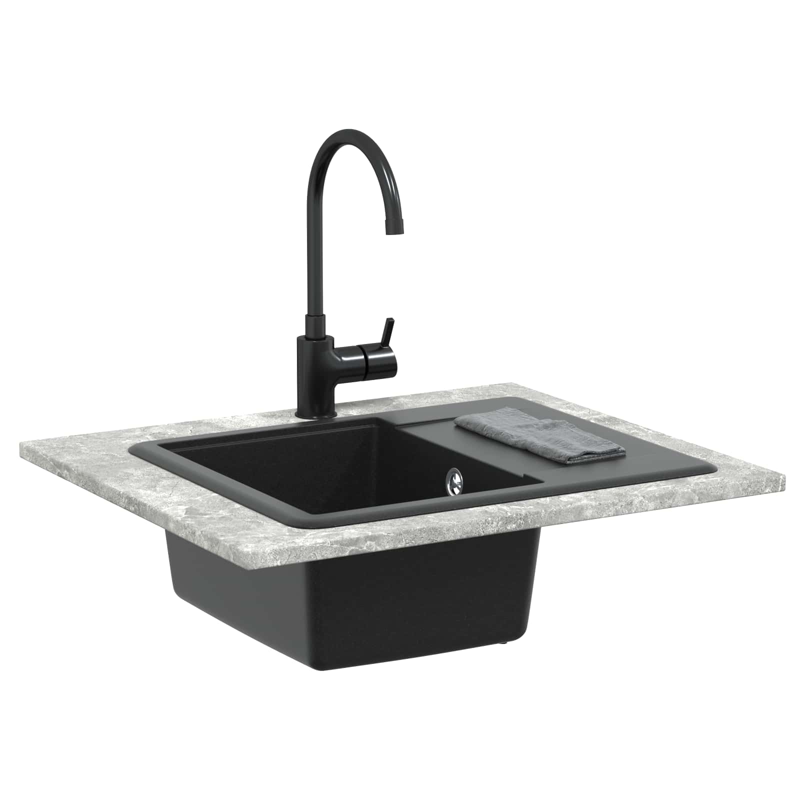 Umivaonik Crna 560 x 460 mm 80% kvarc i 20% smola