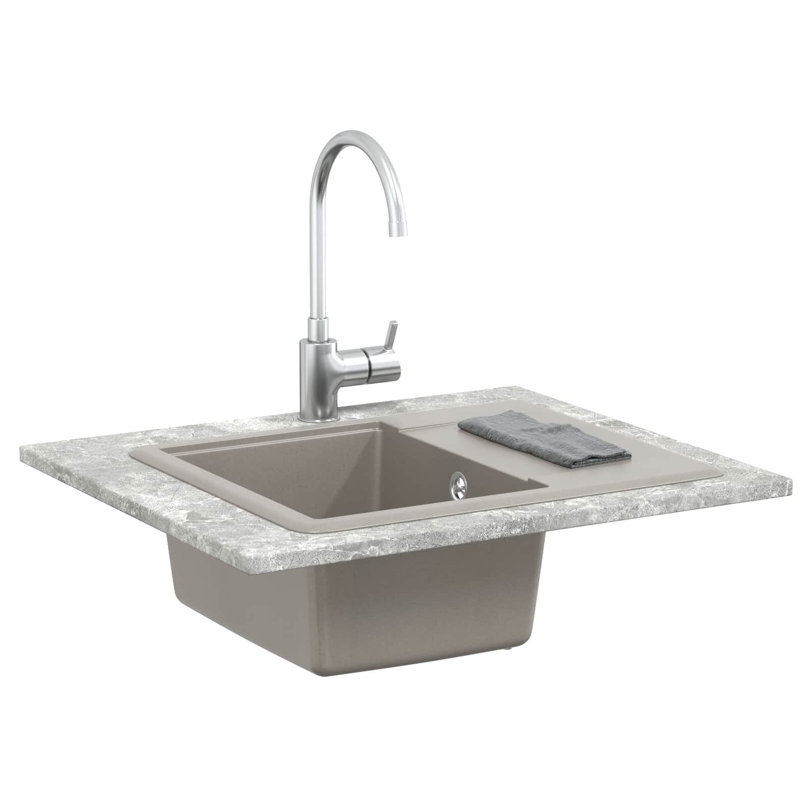 Umivaonik Siva 560 x 460 mm 80% kvarc i 20% smola