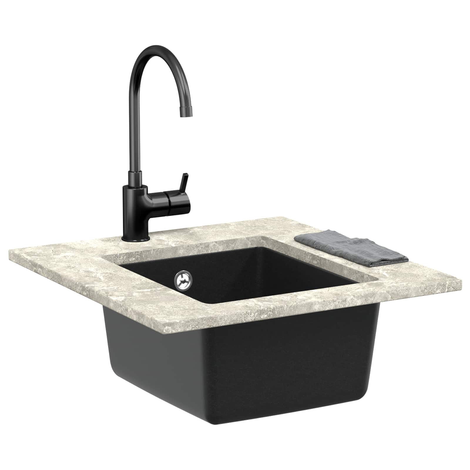 Umivaonik Crna 370 x 460 mm 80% kvarc i 20% smola