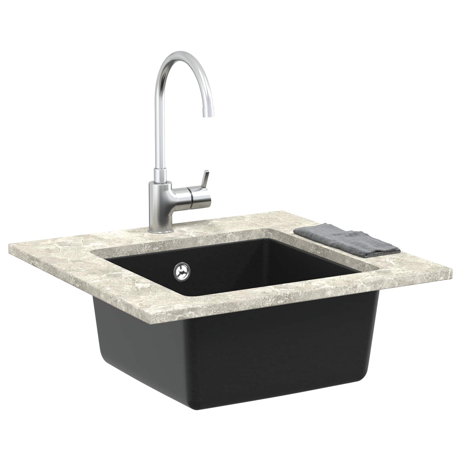 Umivaonik Crna 430 x 460 mm 80% kvarc i 20% smola