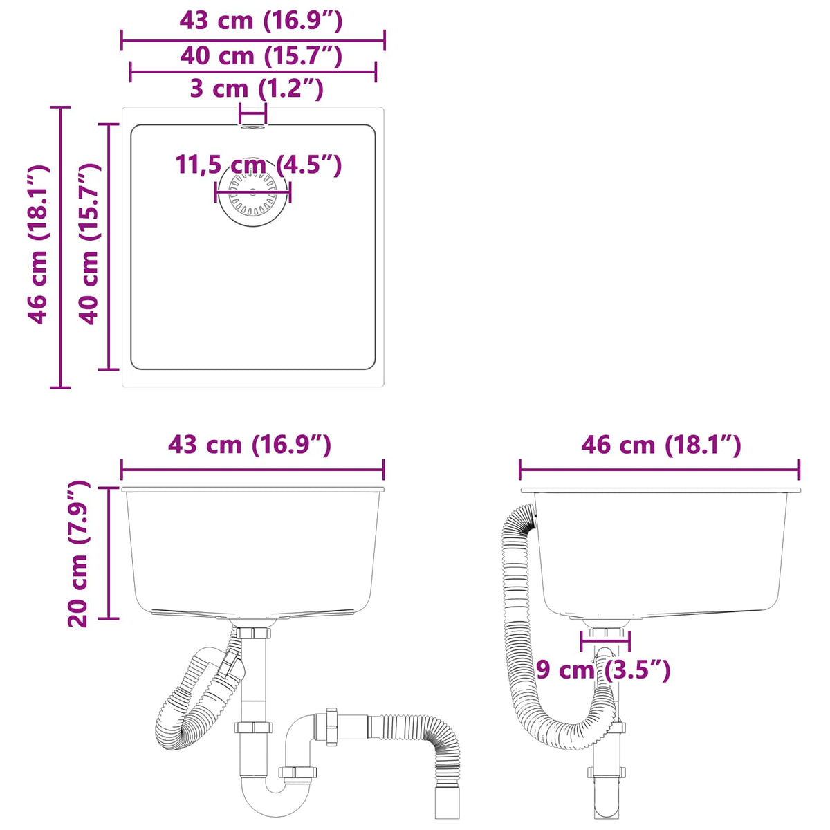 Umivaonik Bež 430 x 460 mm 80% kvarc i 20% smola