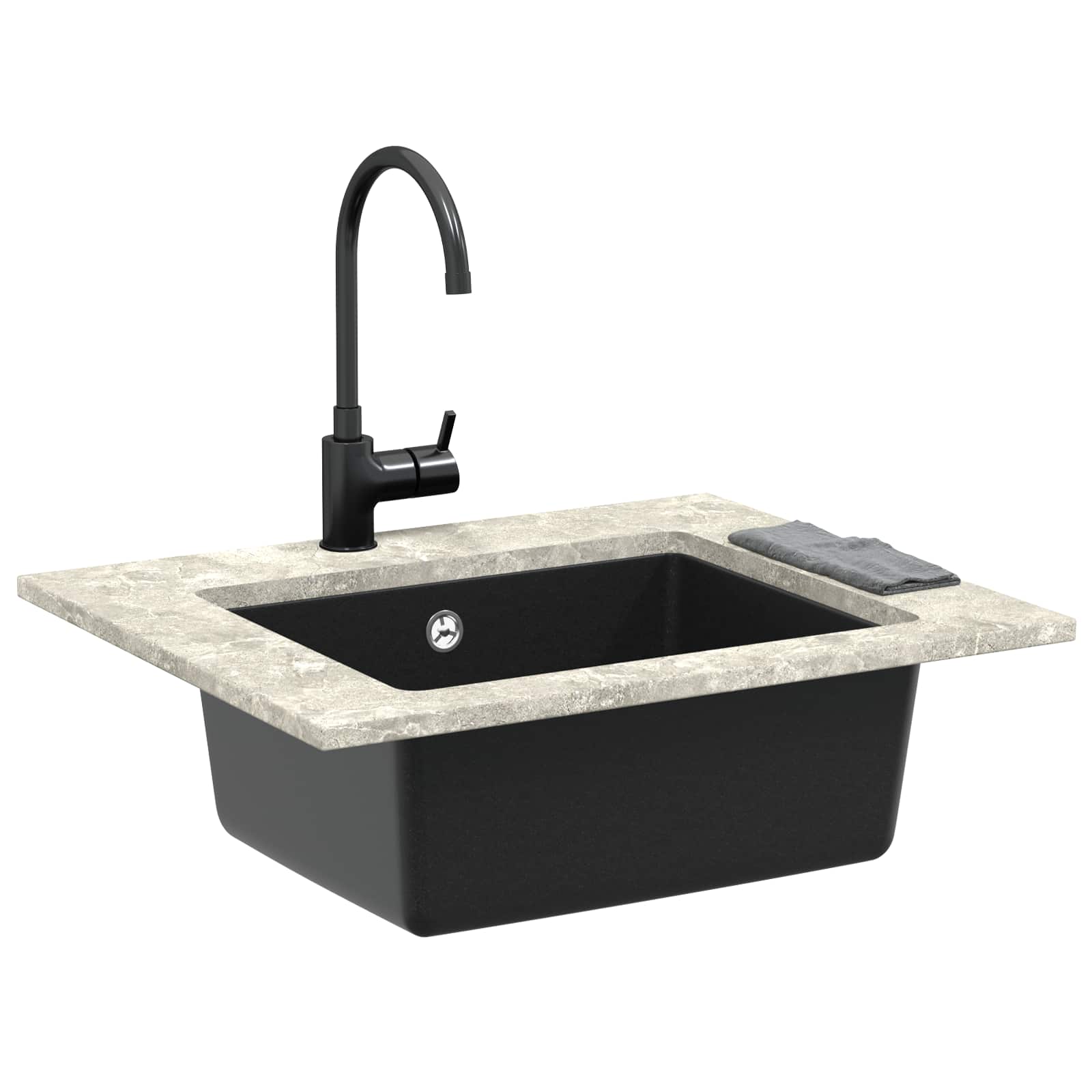 Umivaonik Crna 530 x 460 mm 80% kvarc i 20% smola