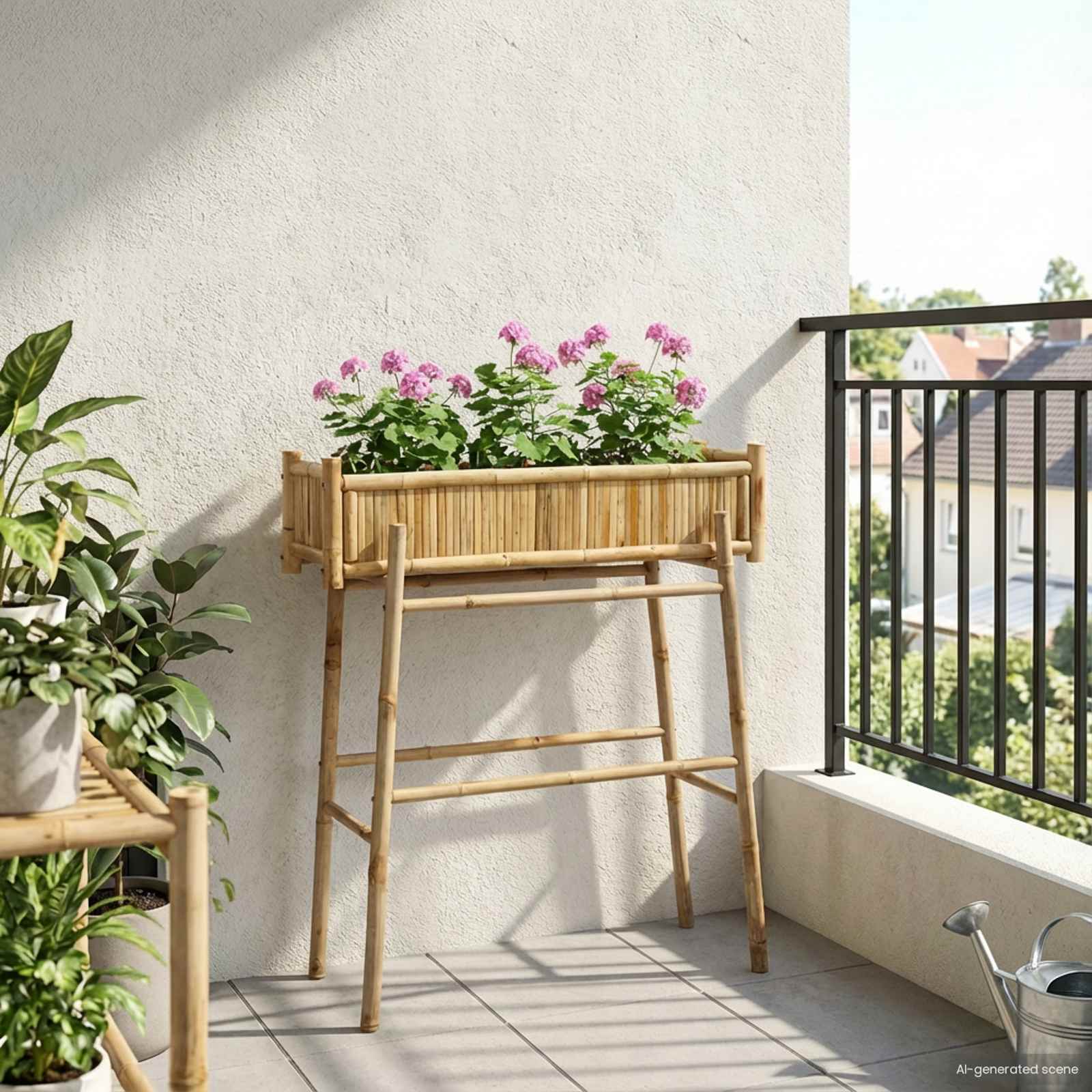 Vrtni saksija s držačem Prirodna 100 x 38 x 114 cm Bambus