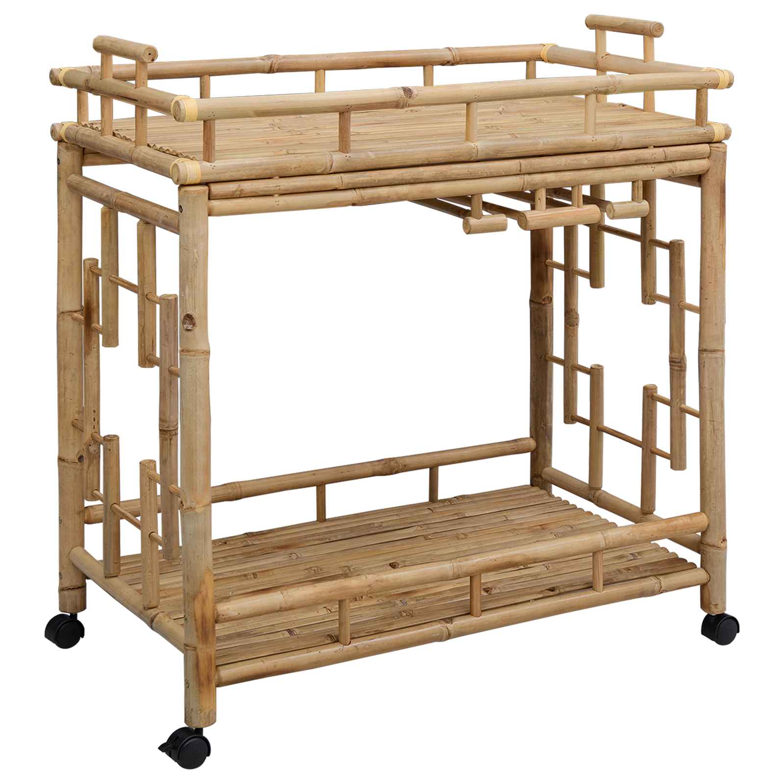 Vinska kolica s kotačima Prirodna 85 x 50 x 93 cm Bambus