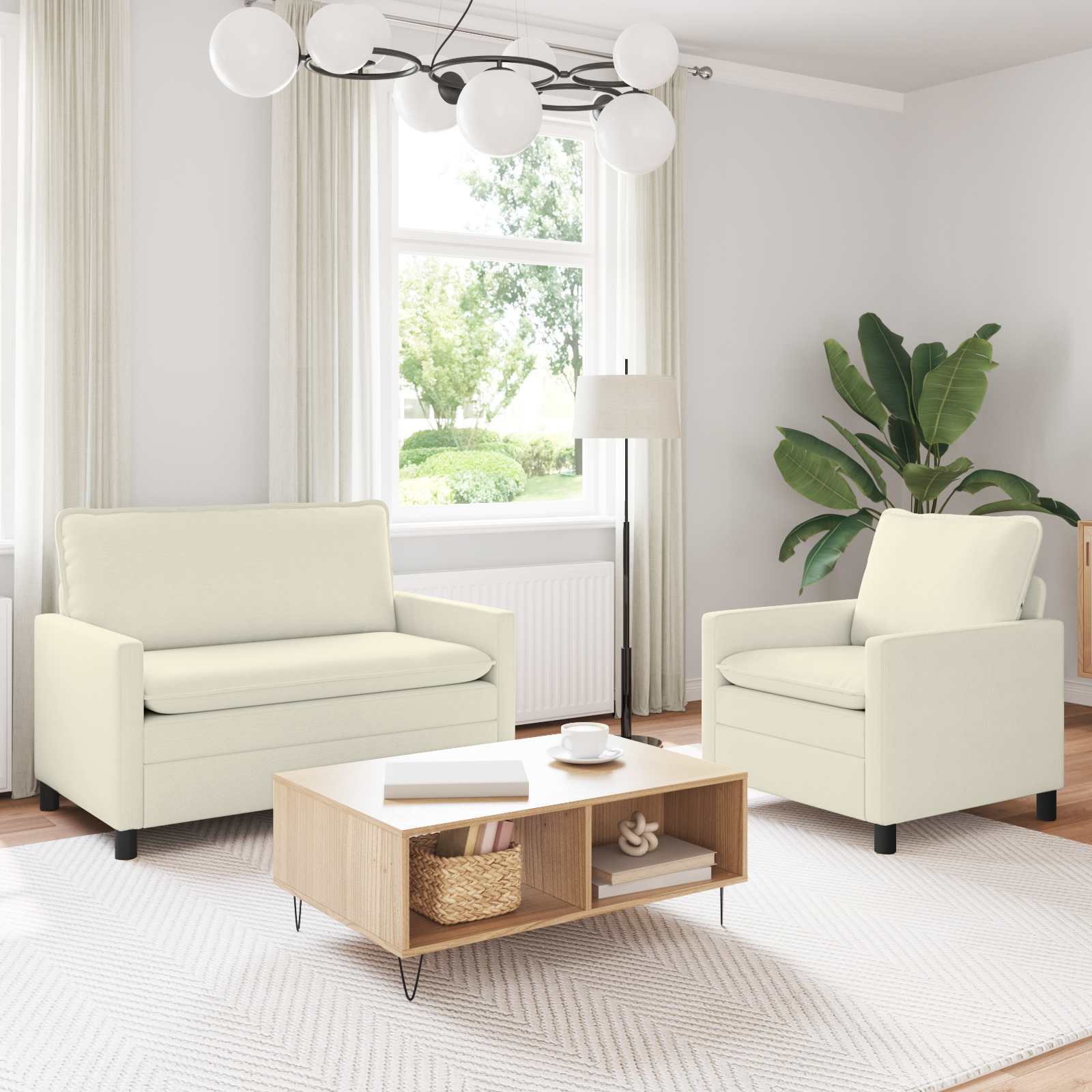 Set sofe 2 pcs Krem Tkanina