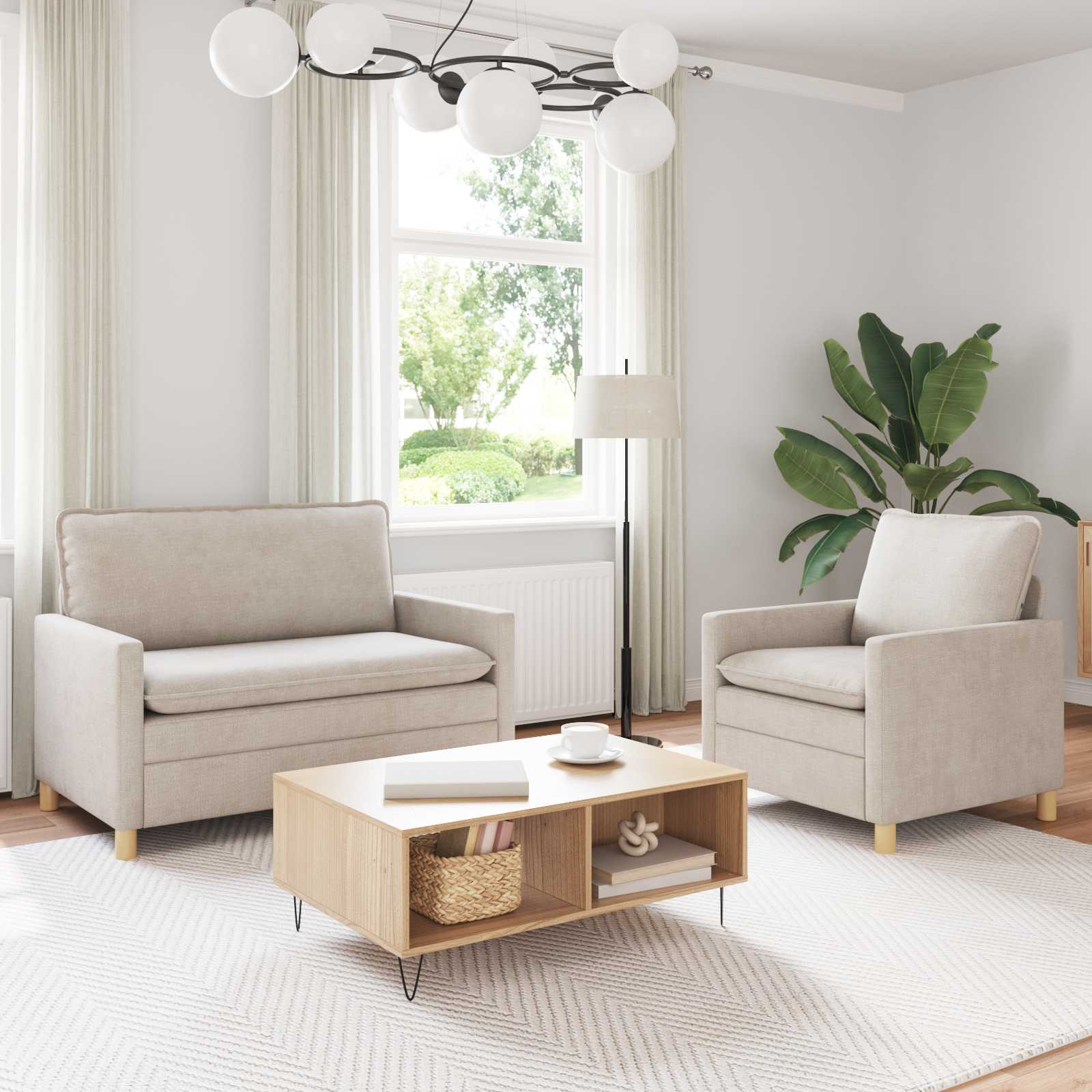 Set sofe 2 pcs Krem Poliester