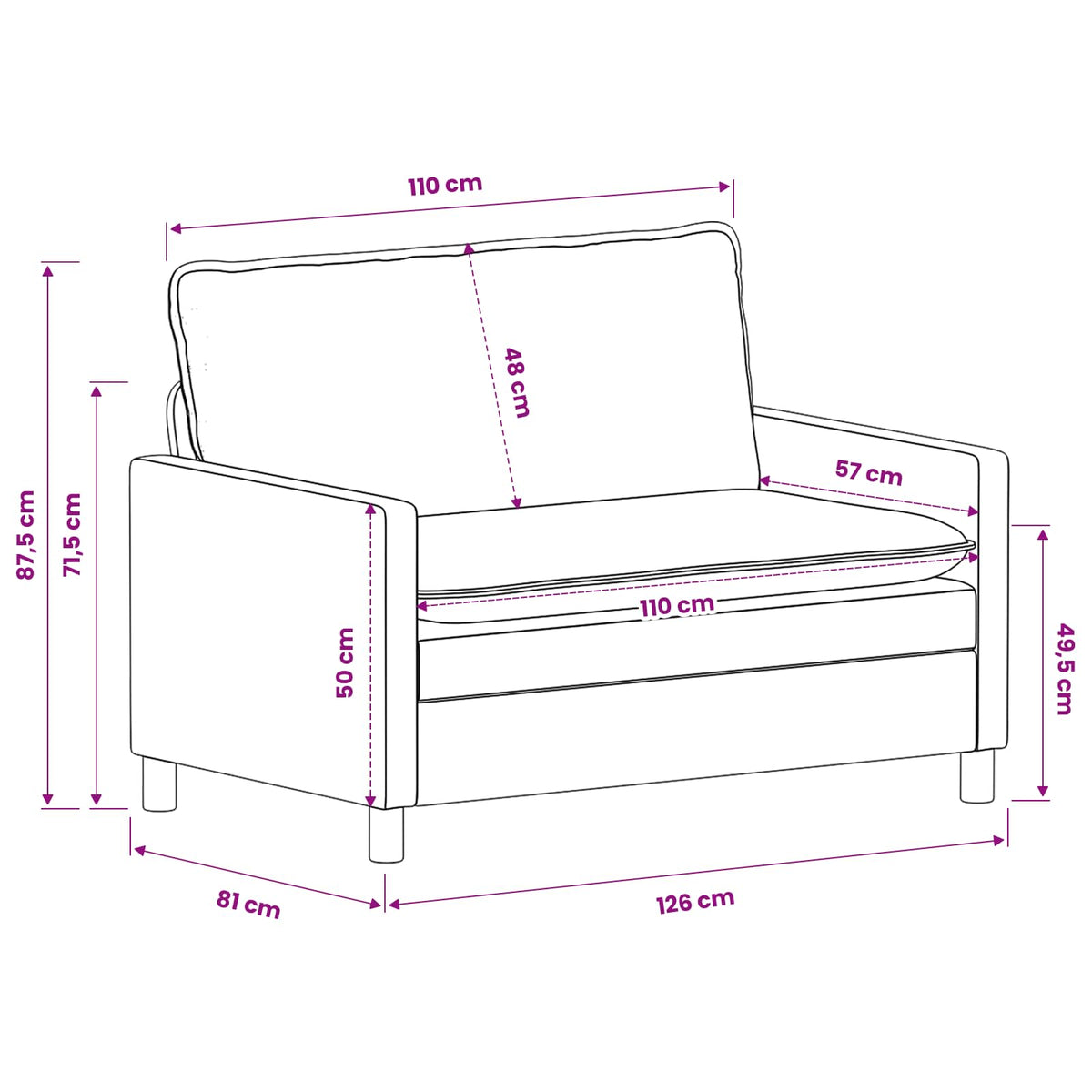 Set sofe 2 pcs Mornarsko plava Poliester