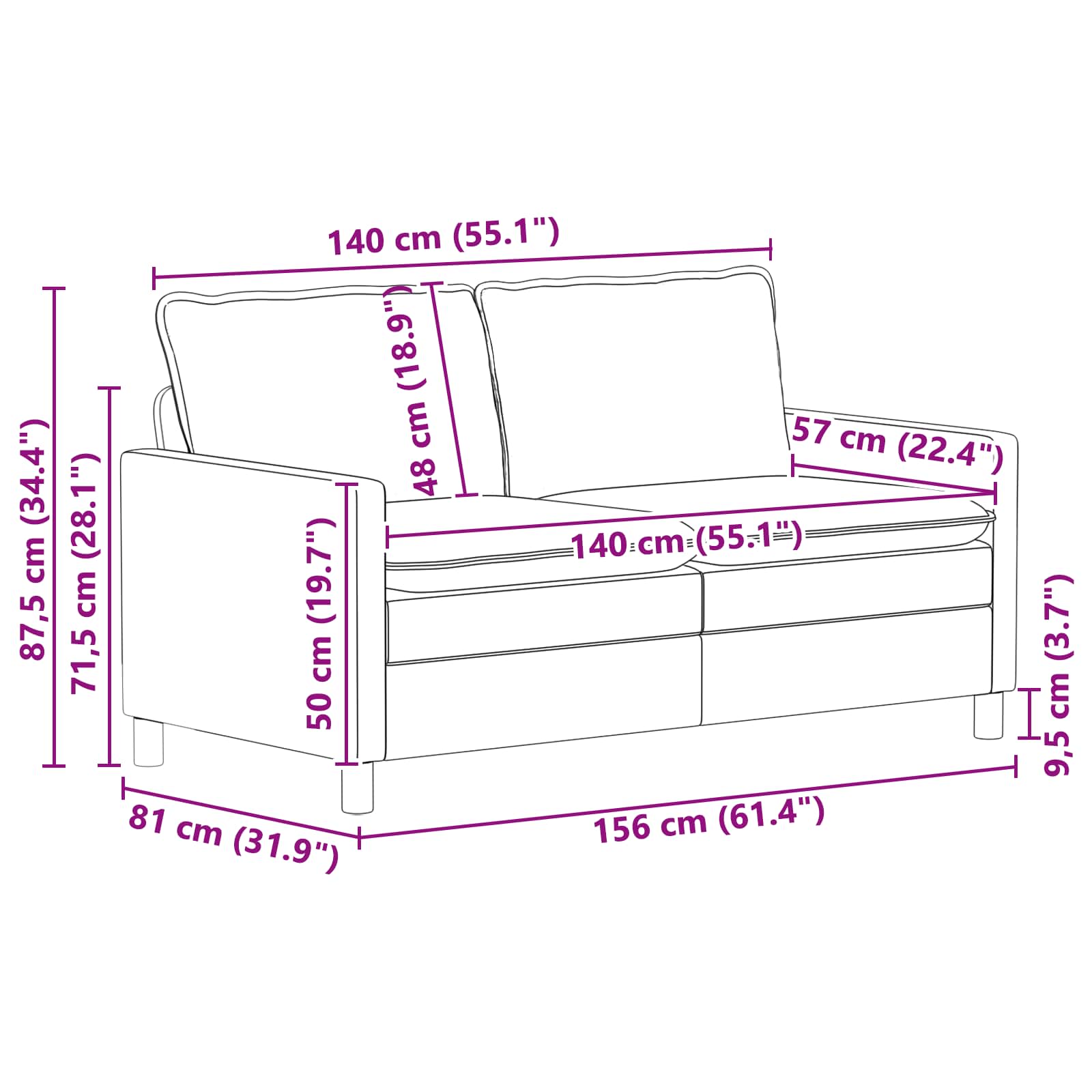 Set sofe 2 pcs Krem Baršun