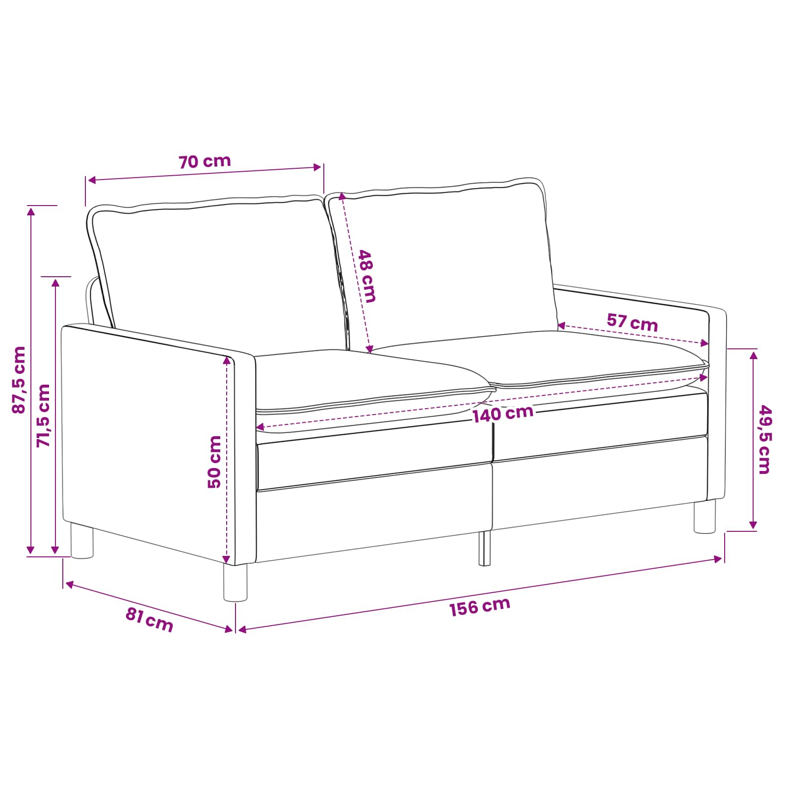 Set sofe 2 pcs Krem Poliester