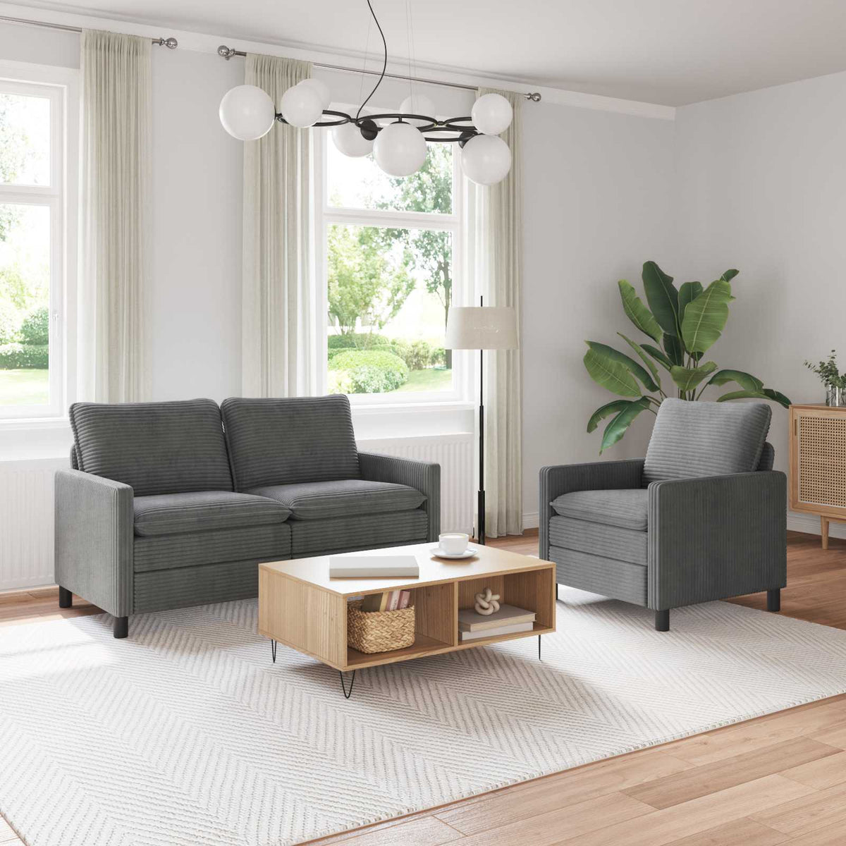 Set sofe 2 pcs Svjetlosiva Poliester
