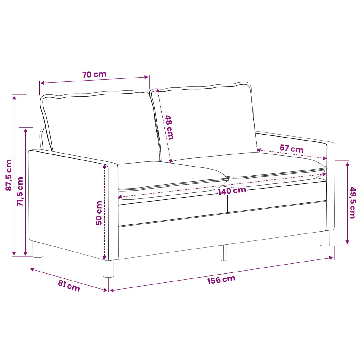 Set sofe 2 pcs Mornarsko plava Poliester