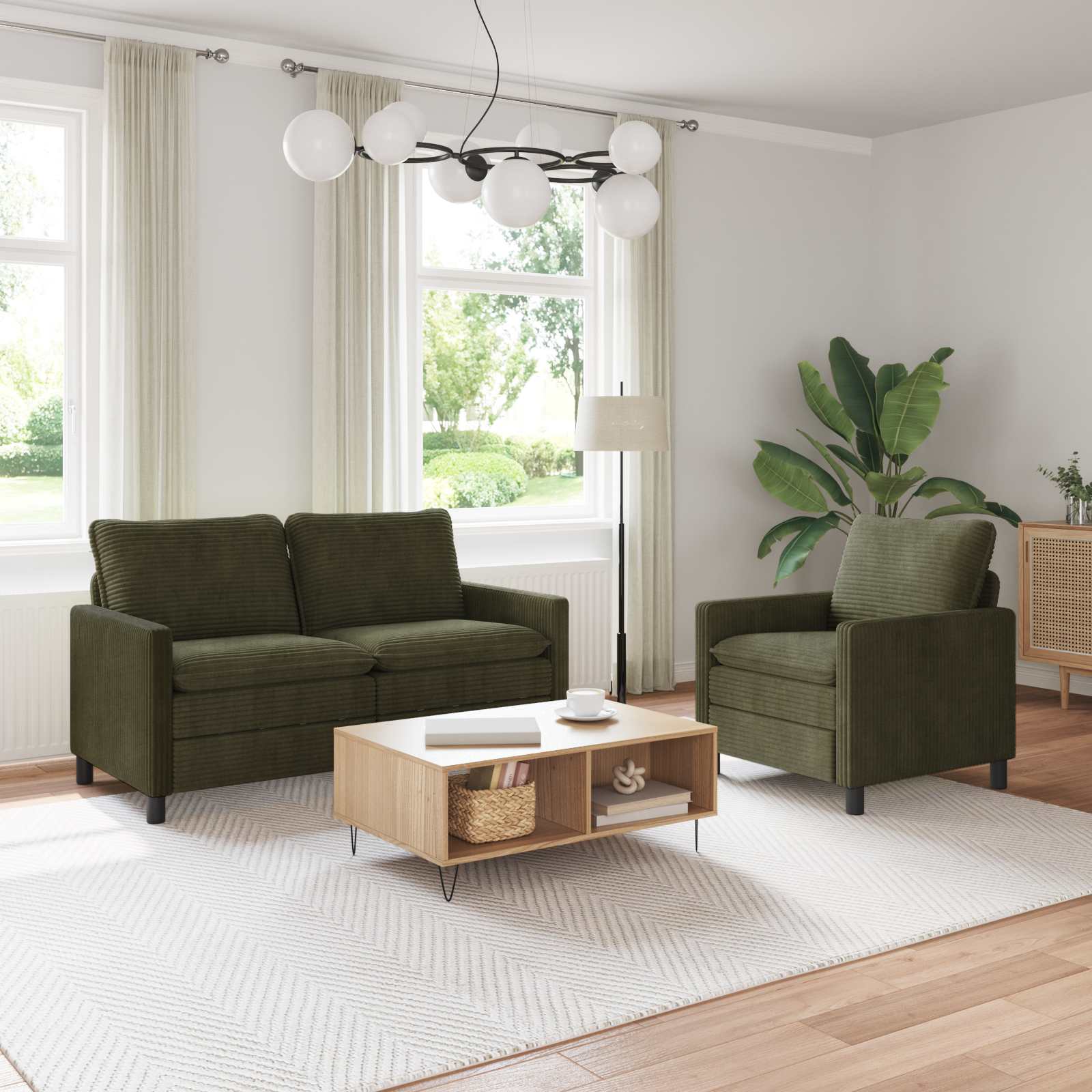 Set sofe 2 pcs Zelena Poliester