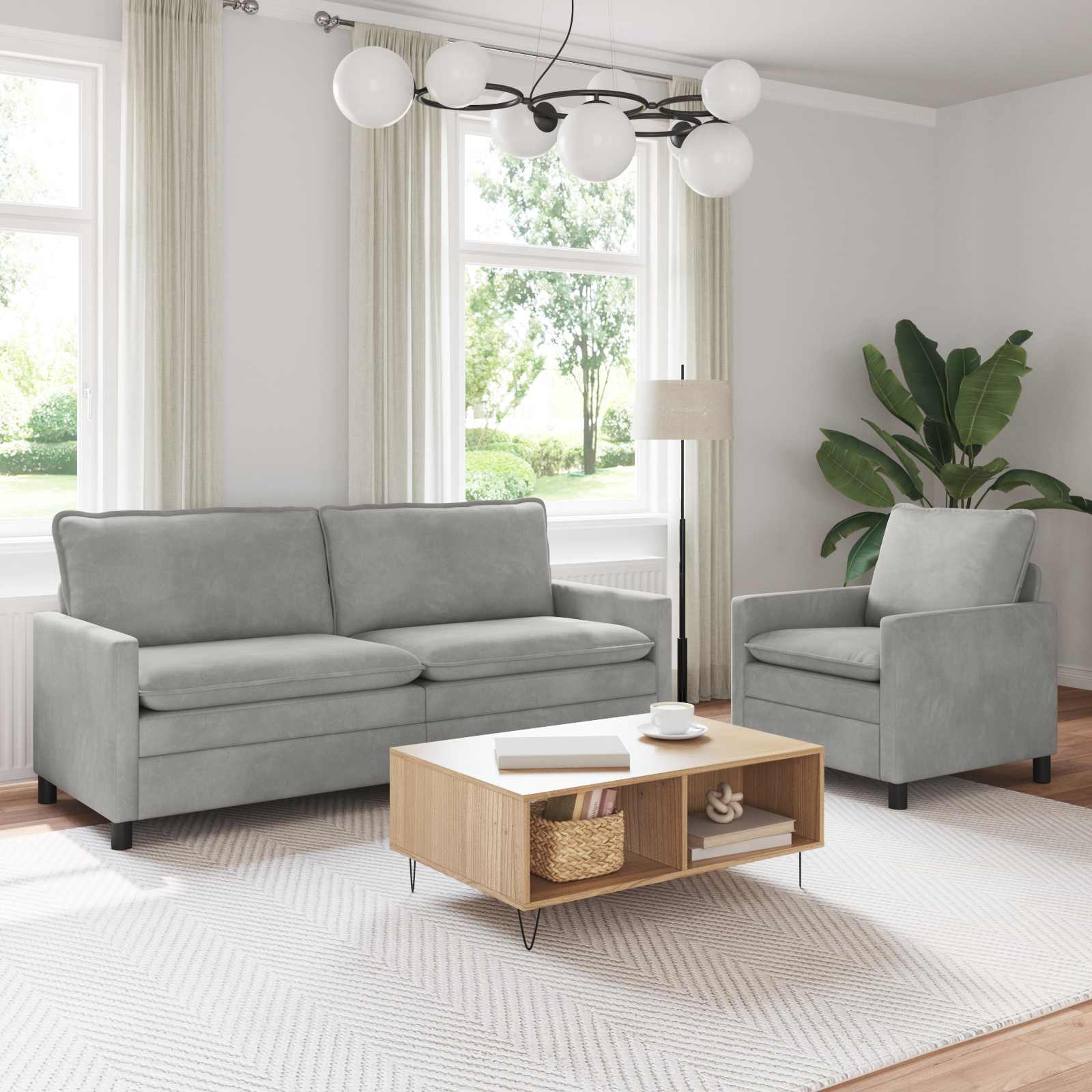 Set sofe 2 pcs Svjetlosiva Baršun