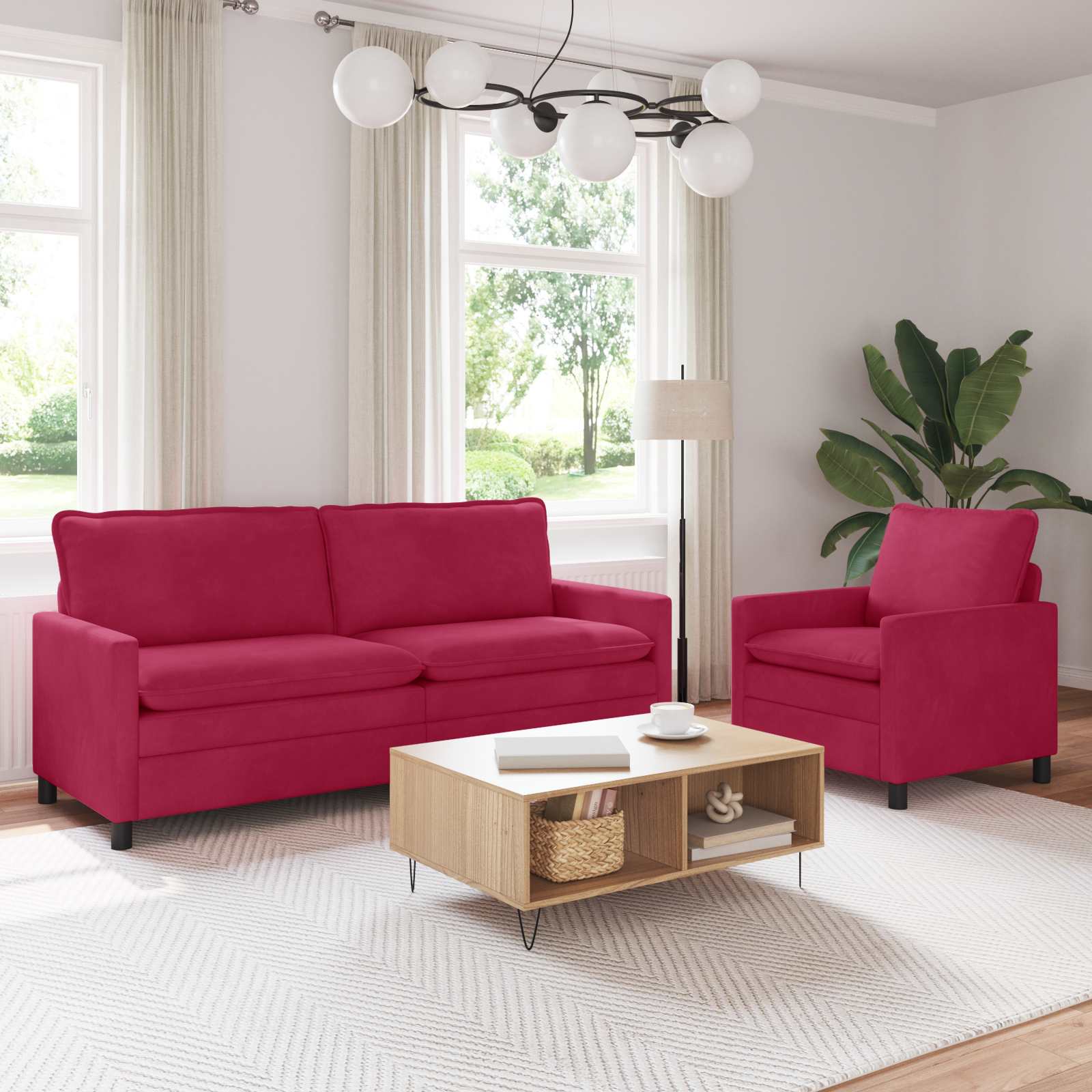 Set sofe 2 pcs Vinska crvena Baršun
