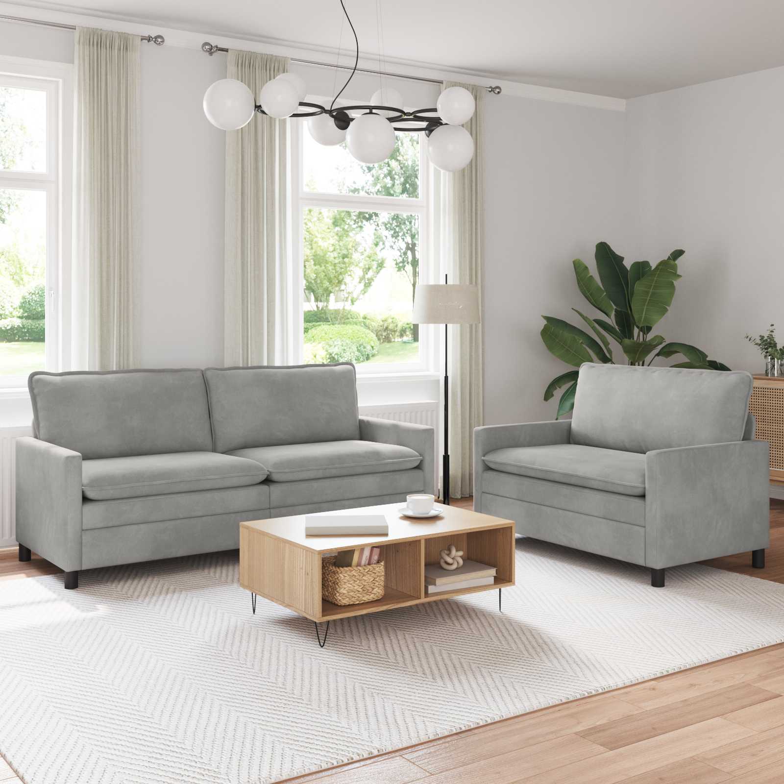 Set sofe 2 pcs Svjetlosiva Baršun