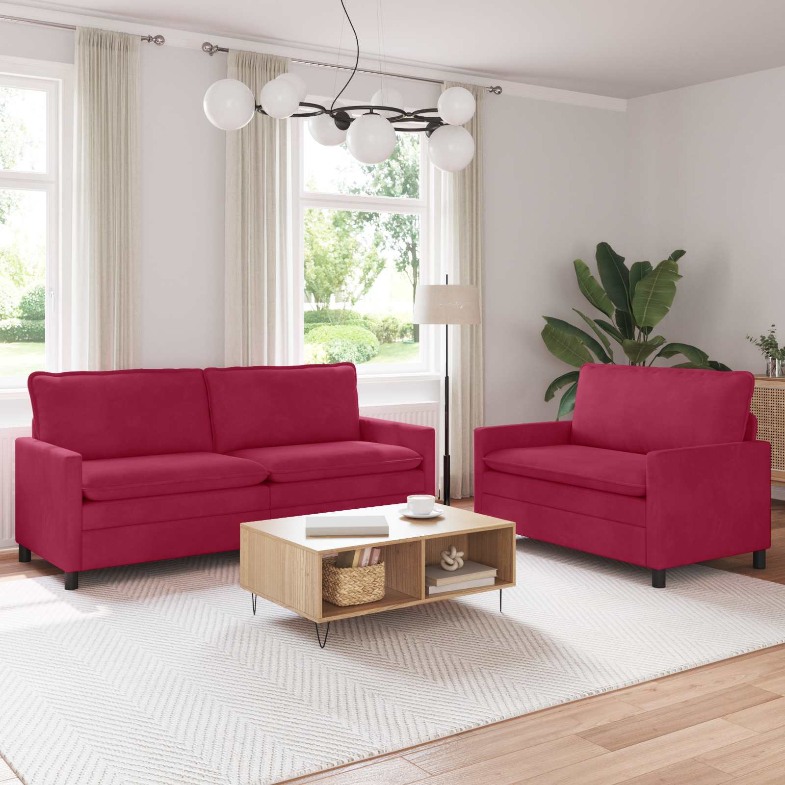 Set sofe 2 pcs Vinska crvena Baršun