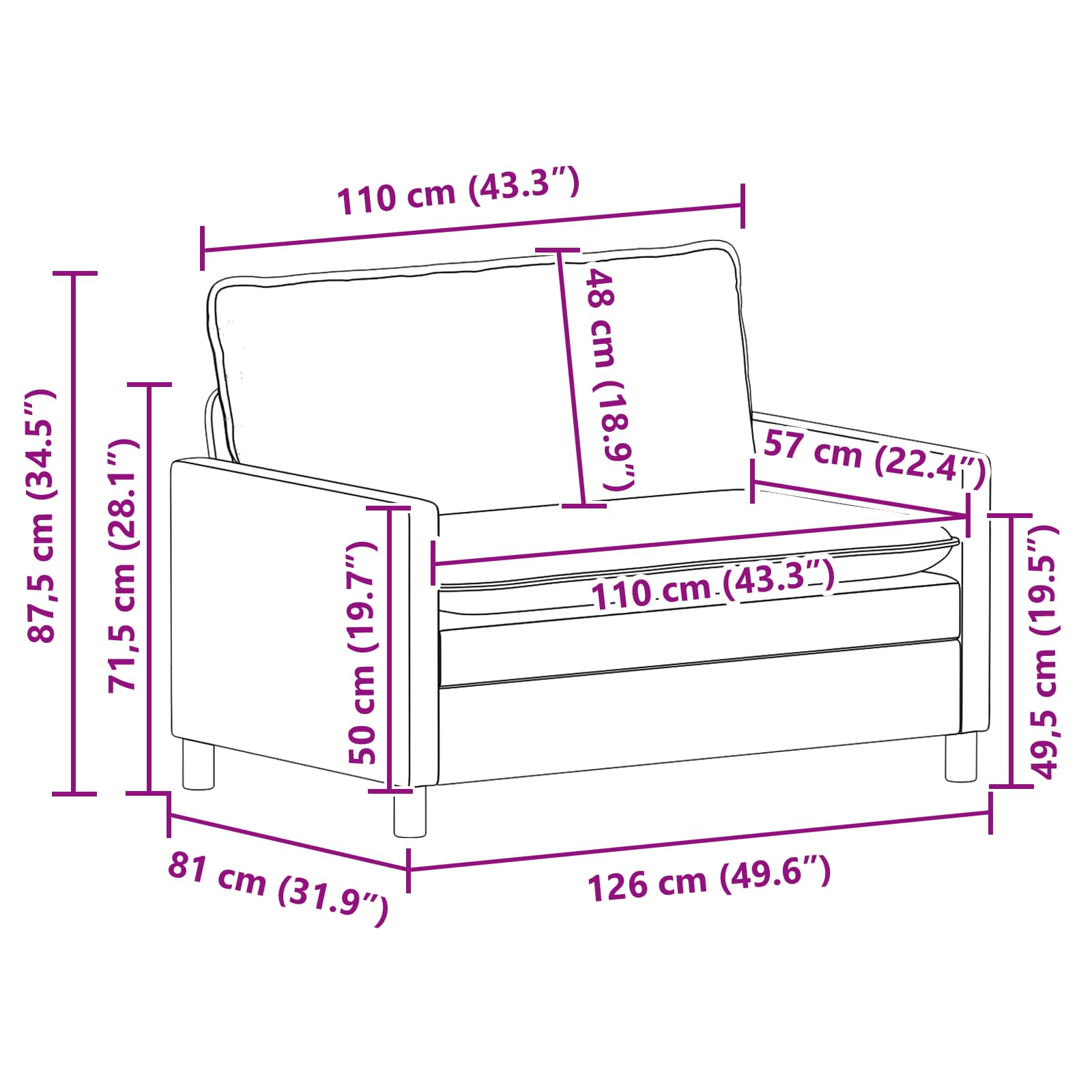 Set sofe 2 pcs Vinska crvena Baršun