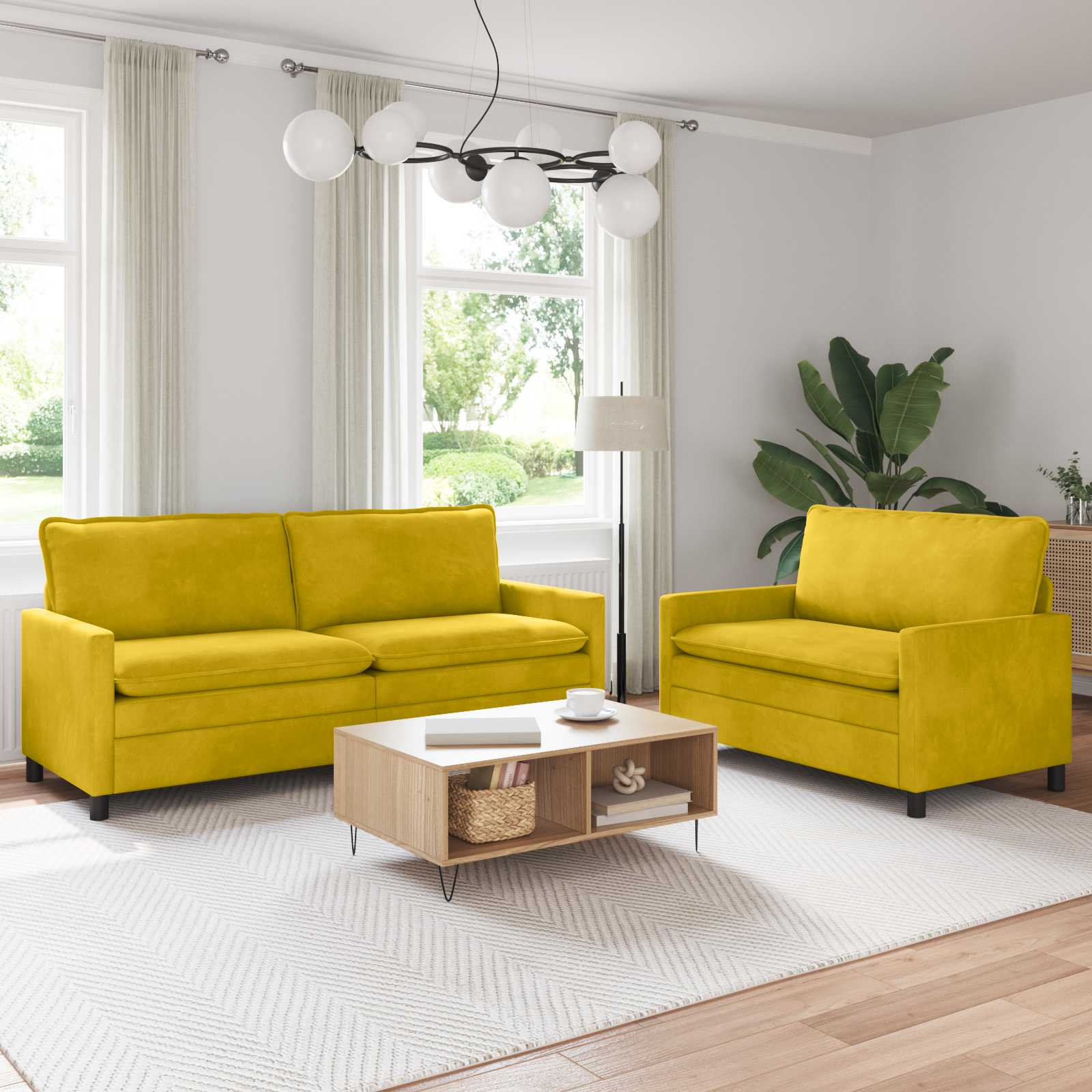 Set sofe 2 pcs Žuta Baršun